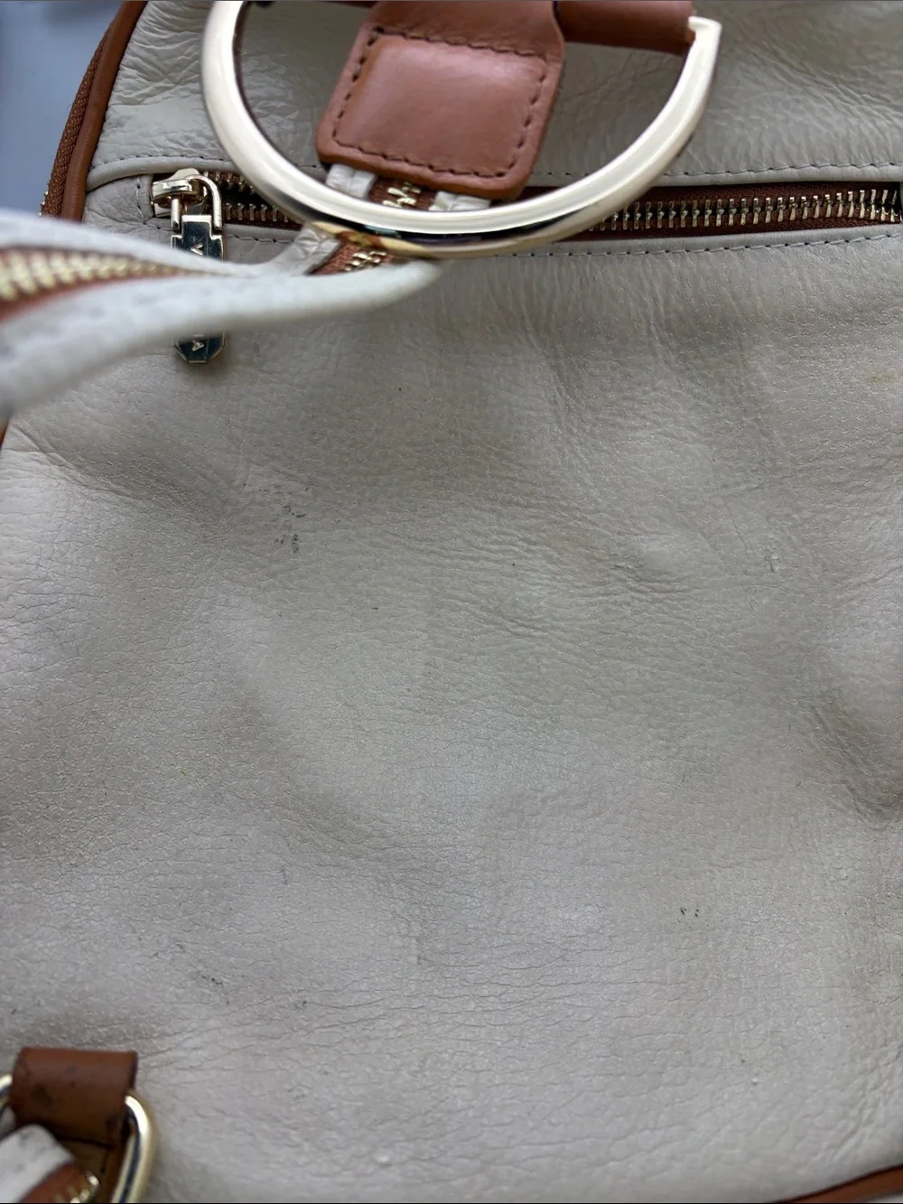 Valentina Cream and Tan Leather Backpack Crossbody